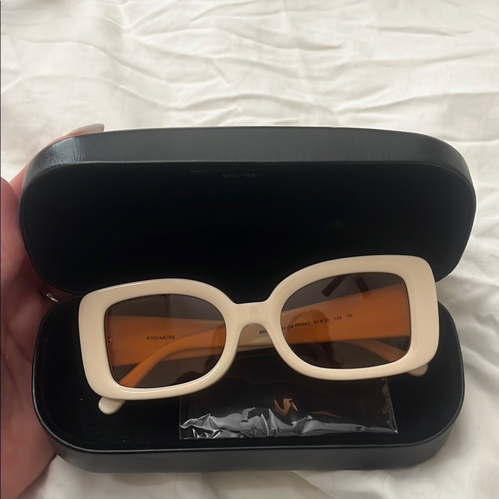 Coach Cream Rectangular Sunglasses - image 1